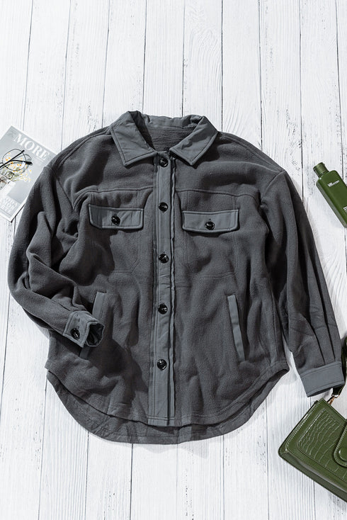 Turn Down Collar Buttoned Shirt Jacket